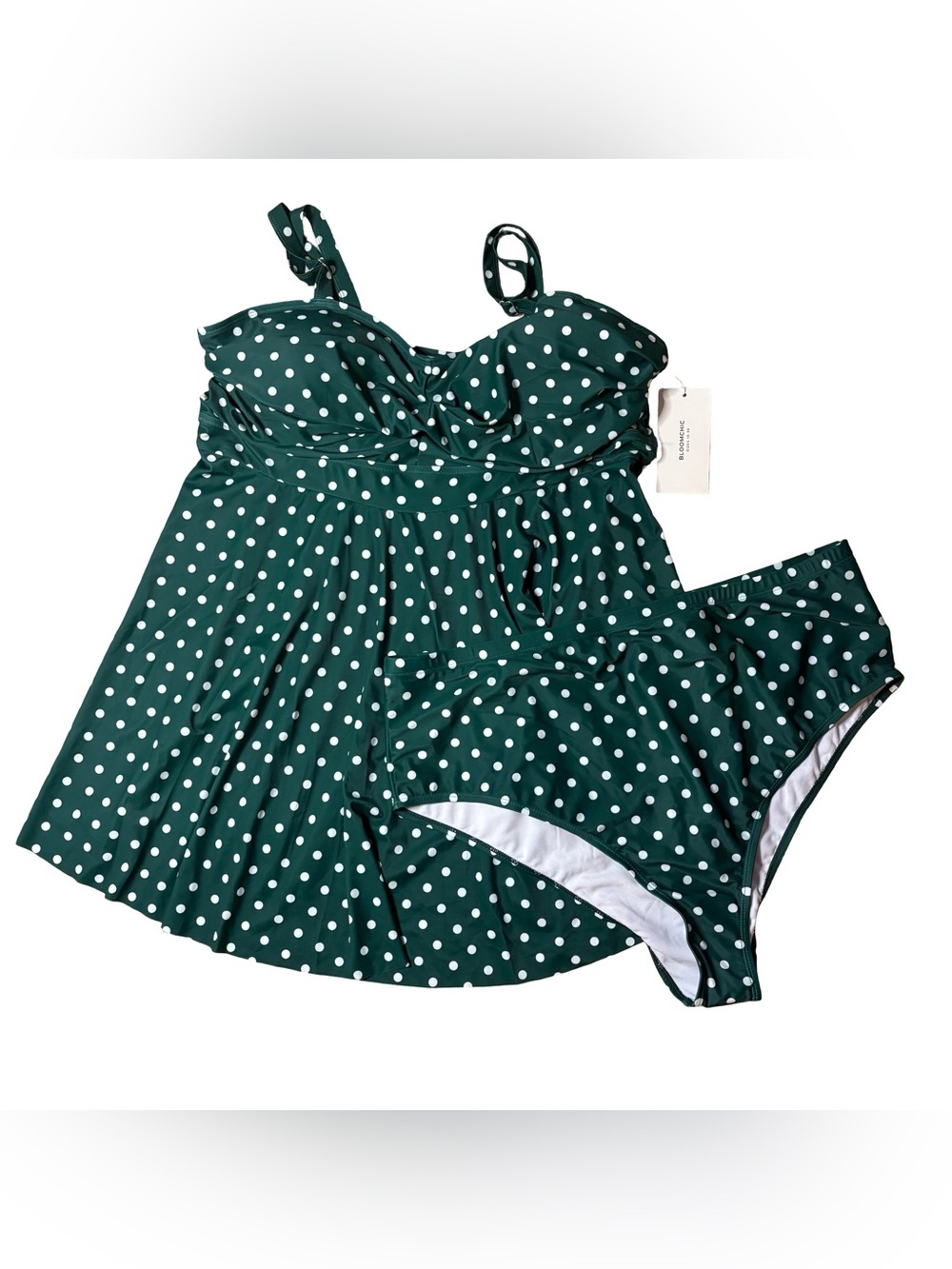 NWT bloomchic swim dress tankini set polka dot